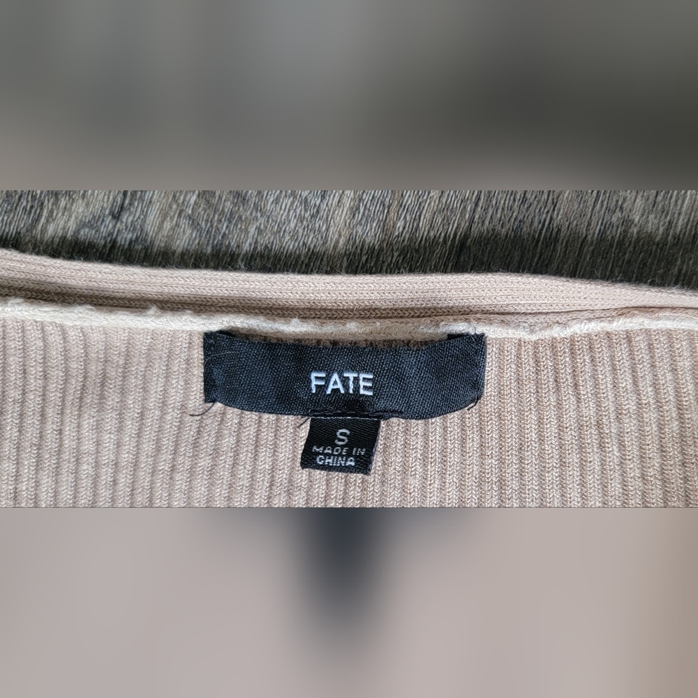 Fate Sweater Ribbed Women's S Yellow & Brown Heanly 1/4 Button Up Long-sleeved - Picture 6 of 12